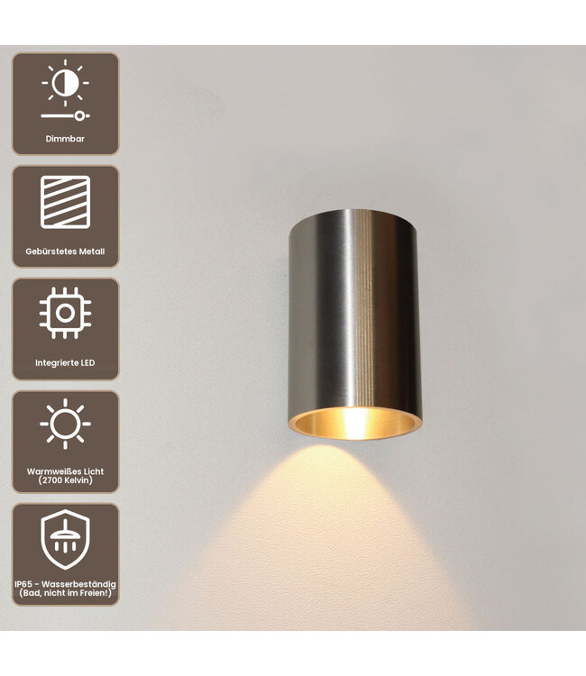Artdelight Runde LED Wandleuchte Brody 1 - Aluminium