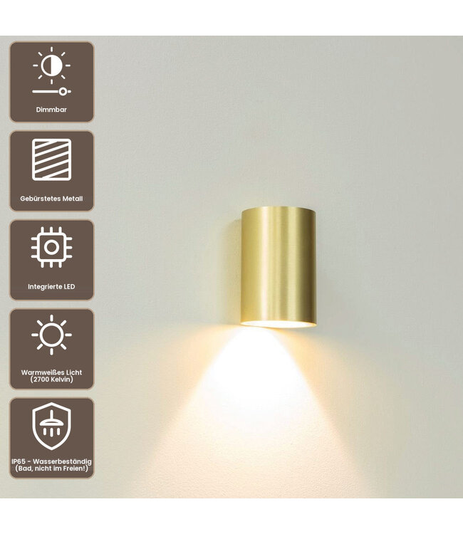 Artdelight Runde LED Wandleuchte Brody 1 - Gold