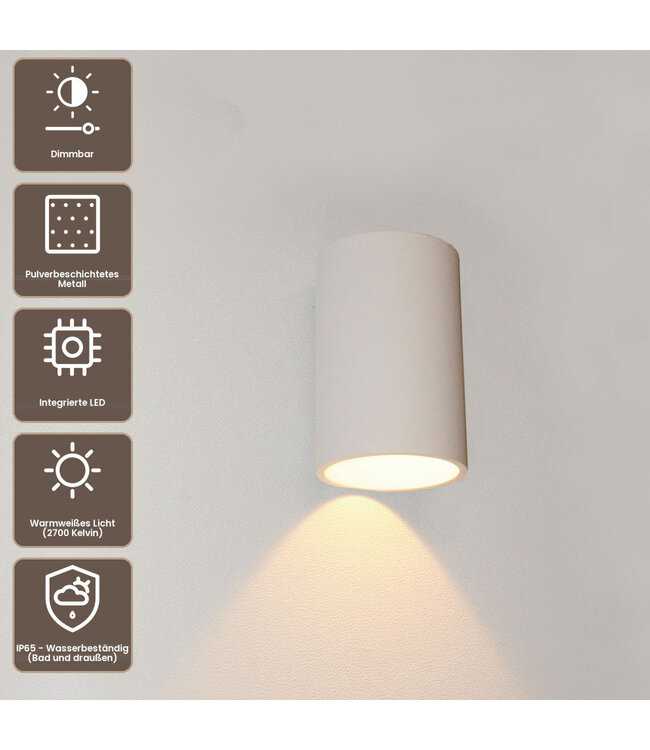 Artdelight Runde LED Wandleuchte Brody 1 - Weiß