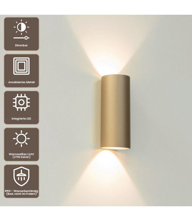 Artdelight Runde LED Wandleuchte Brody 2 - Champagner