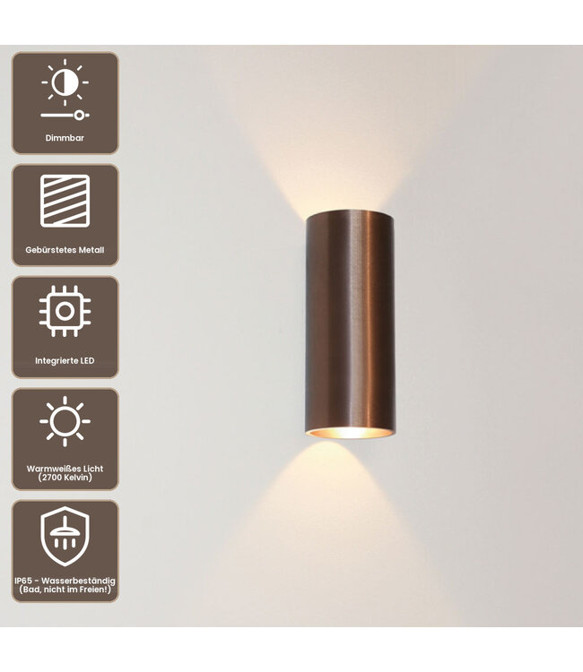 Artdelight Runde LED Wandleuchte Brody 2 - Dunkelbronze