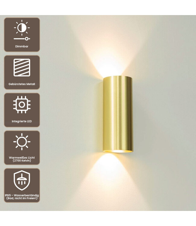 Artdelight Runde LED Wandleuchte Brody 2 - Gold
