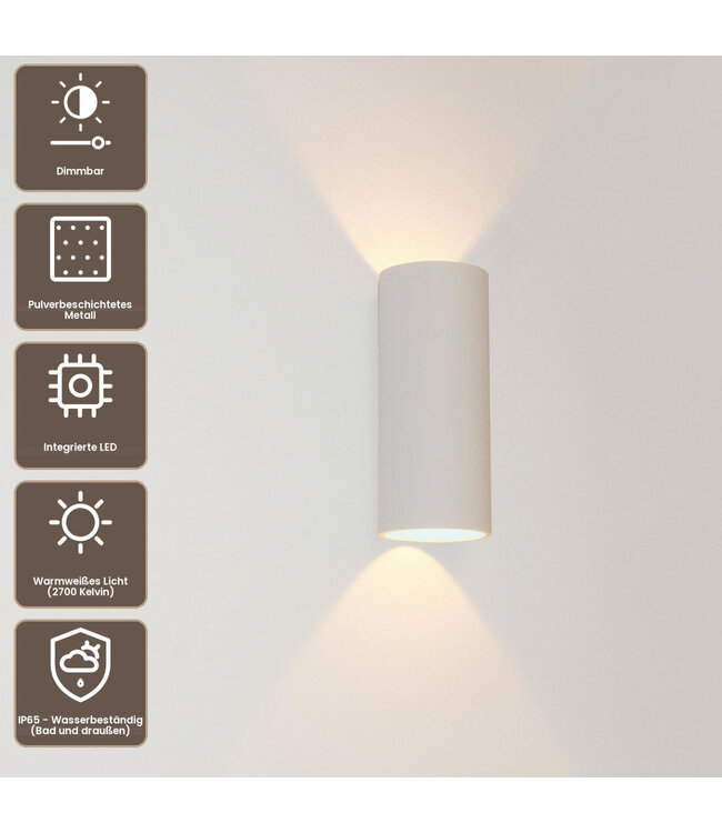 Artdelight Runde LED Wandleuchte Brody 2 - Weiß