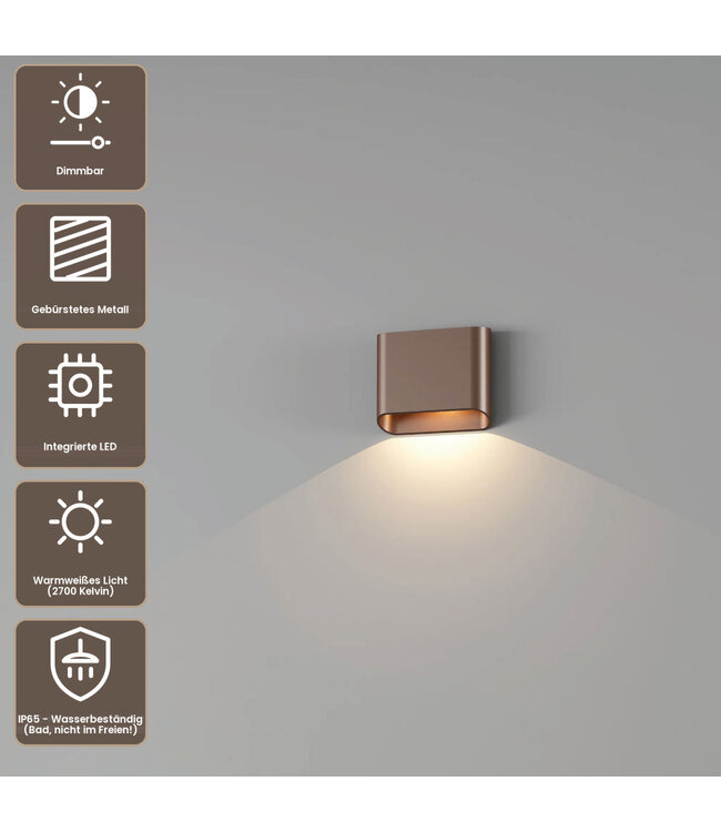 Artdelight Moderne LED Wandleuchte Diaz 1L - Dunkelbronze