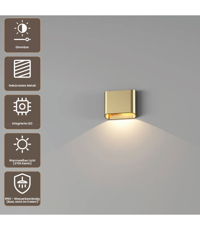 Artdelight Moderne LED Wandleuchte Diaz 1L - Gold
