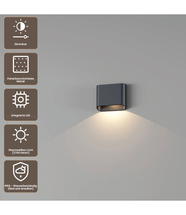 Artdelight Moderne LED Wandleuchte Diaz 1L - Schwarz