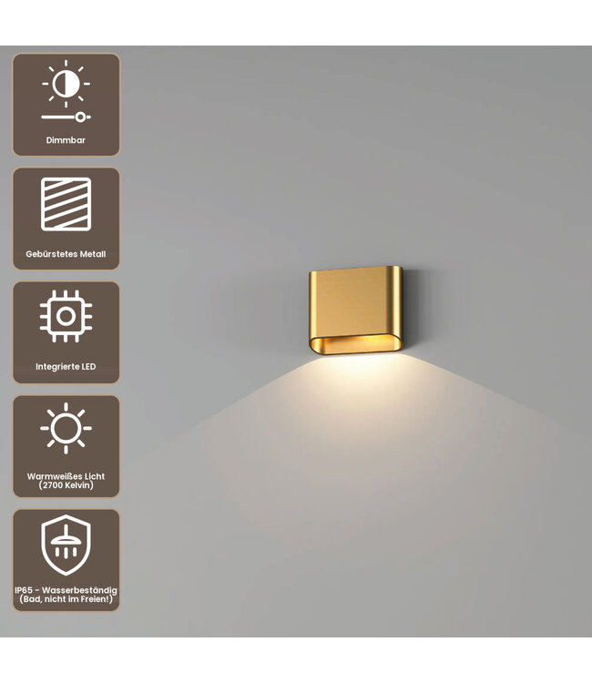 Artdelight Moderne LED Wandleuchte Diaz 1L - Warmgold
