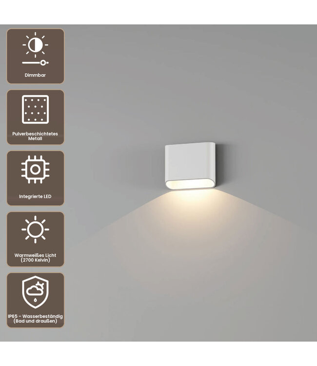Artdelight Moderne LED Wandleuchte Diaz 1L - Weiß