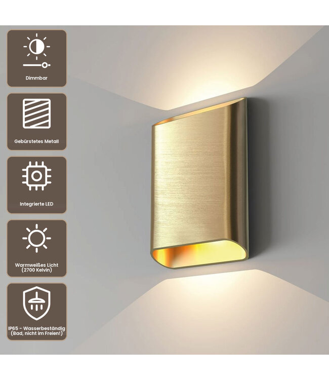 Artdelight Moderne LED Wandleuchte Diaz L - Gold