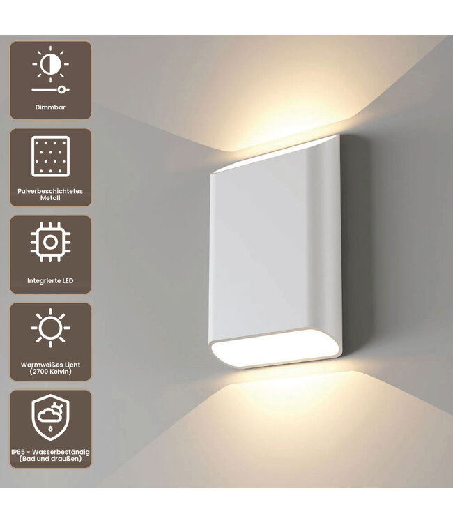 Artdelight Moderne LED Wandleuchte Diaz L - Weiß