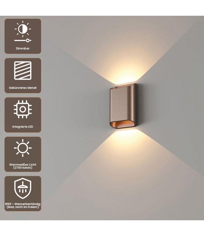 Artdelight Moderne LED Wandleuchte Diaz S - Dunkelbronze