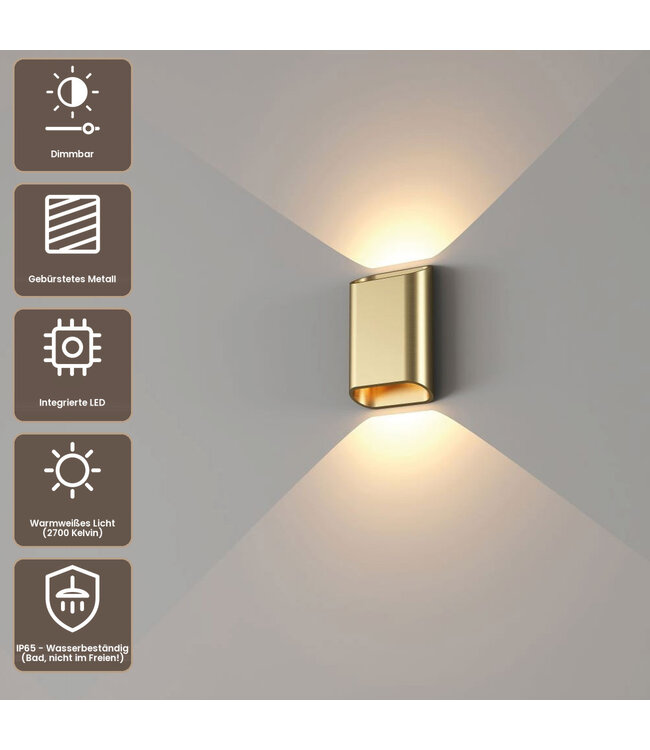 Artdelight Moderne LED Wandleuchte Diaz S - Gold