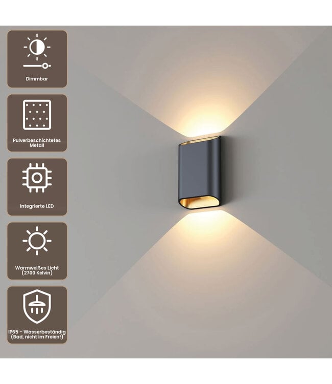 Artdelight Moderne LED Wandleuchte Diaz S - Schwarz/Gold