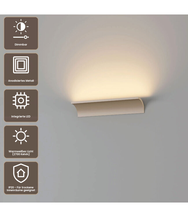 Artdelight Moderne LED Wandleuchte Malibu 1L - Champagner
