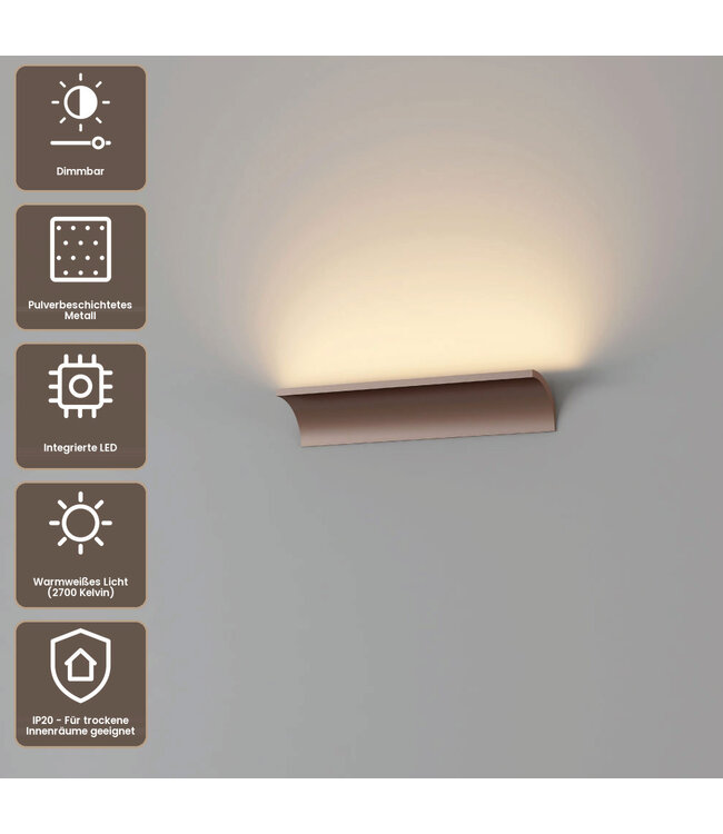 Artdelight Moderne LED Wandleuchte Malibu 1L - Dunkelbronze