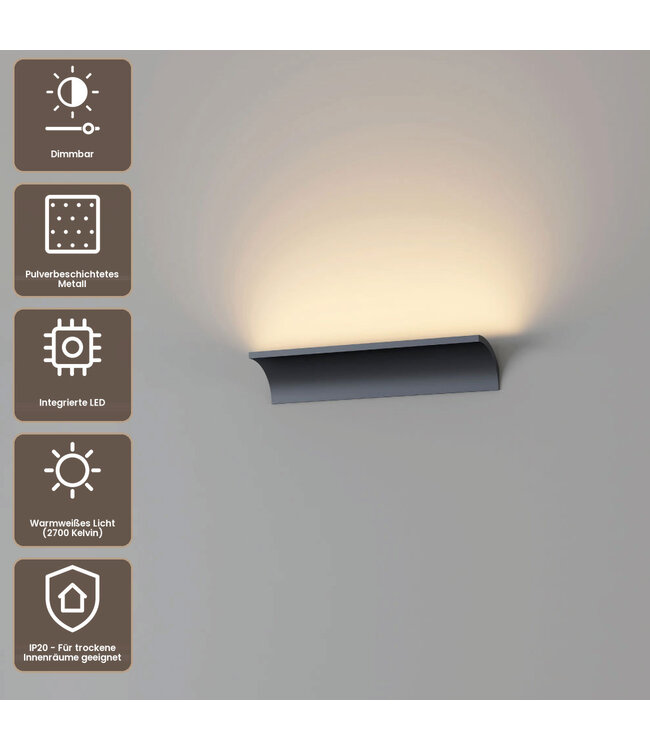 Artdelight Moderne LED Wandleuchte Malibu 1L - Schwarz