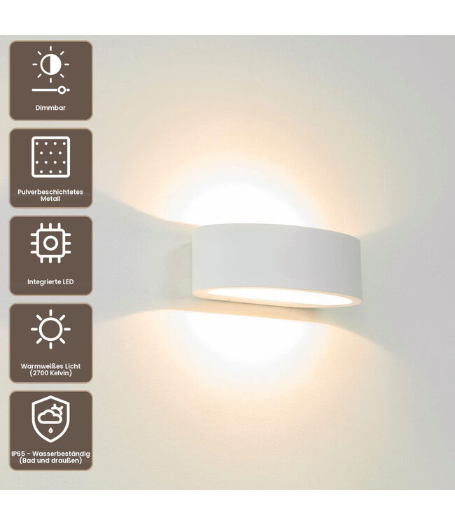 Artdelight Moderne LED Wandleuchte Sharp - Weiß