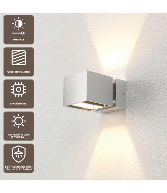 Artdelight Moderne LED-Wandleuchte Bfeld I - Aluminium