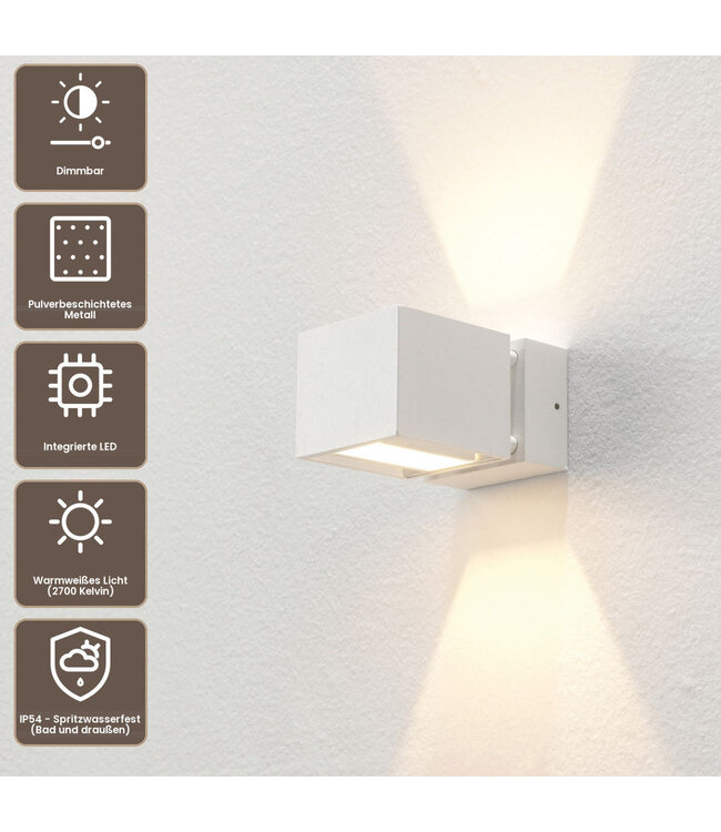 Artdelight Moderne LED-Wandleuchte Bfeld I - Weiß