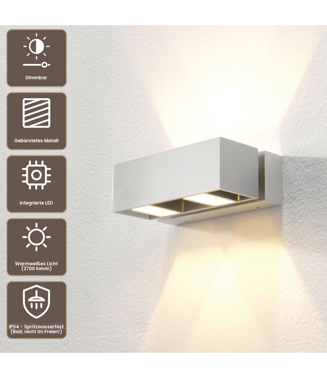 Artdelight Moderne LED-Wandleuchte Bfeld II - Aluminium