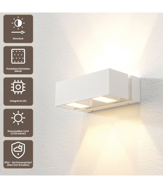 Artdelight Moderne LED-Wandleuchte Bfeld II - Weiß