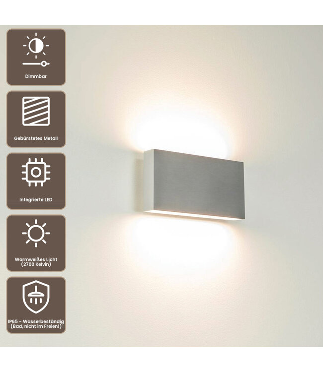 Artdelight Moderne 2-flammige LED-Wandleuchte Box 2L - Aluminium
