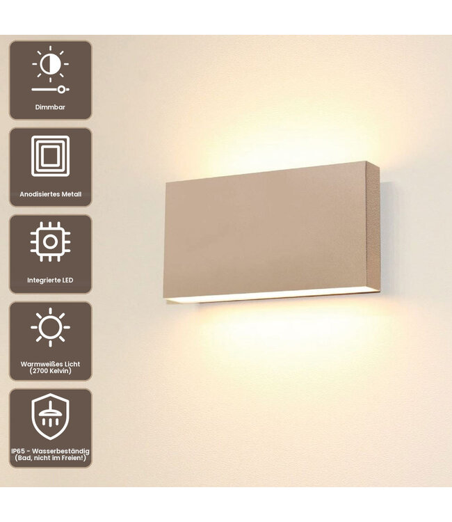 Artdelight Moderne 2-flammige LED-Wandleuchte Box 2L - Champagner