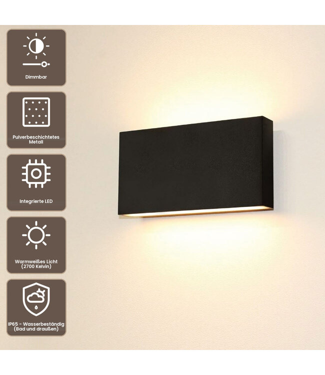 Artdelight Moderne 2-flammige LED-Wandleuchte Box 2L - Schwarz