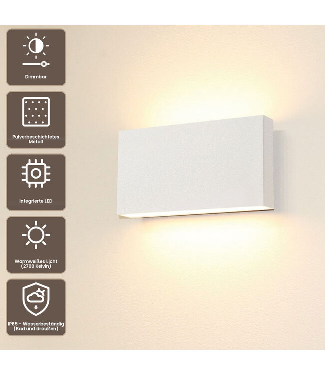 Artdelight Moderne 2-flammige LED-Wandleuchte Box 2L - Weiß