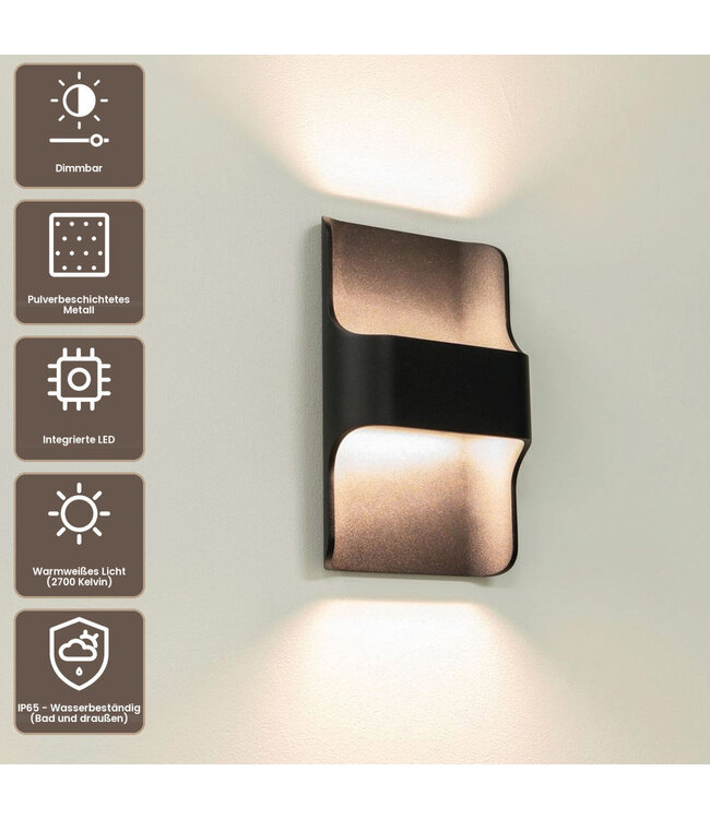 Artdelight Design LED-Wandleuchte Dallas - Schwarz