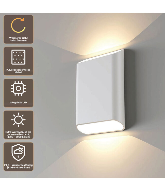 Artdelight Moderne LED-Wandleuchte Diaz L Dim to Warm - Weiß