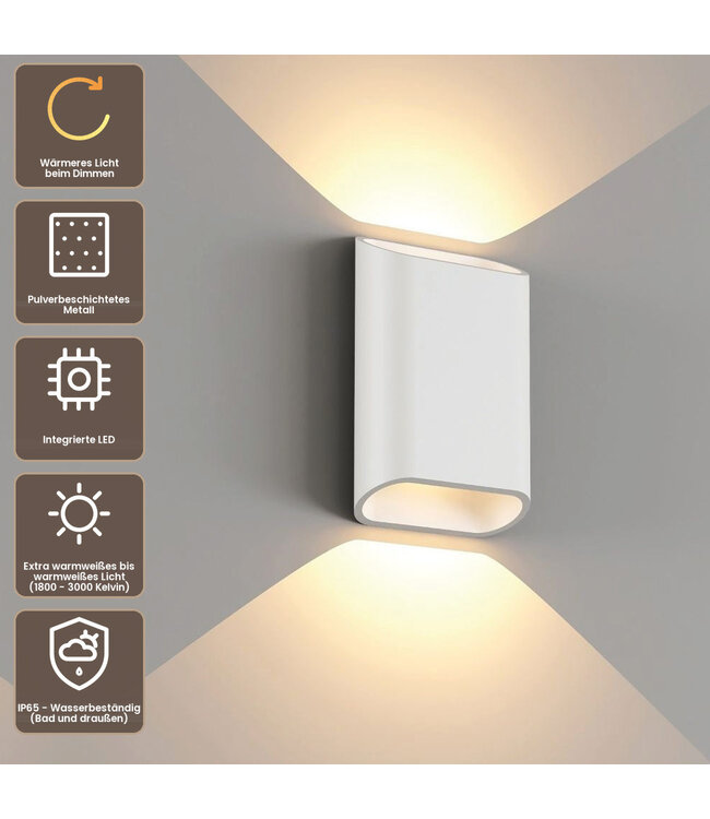 Artdelight Moderne LED-Wandleuchte Diaz S Dim to Warm - Weiß