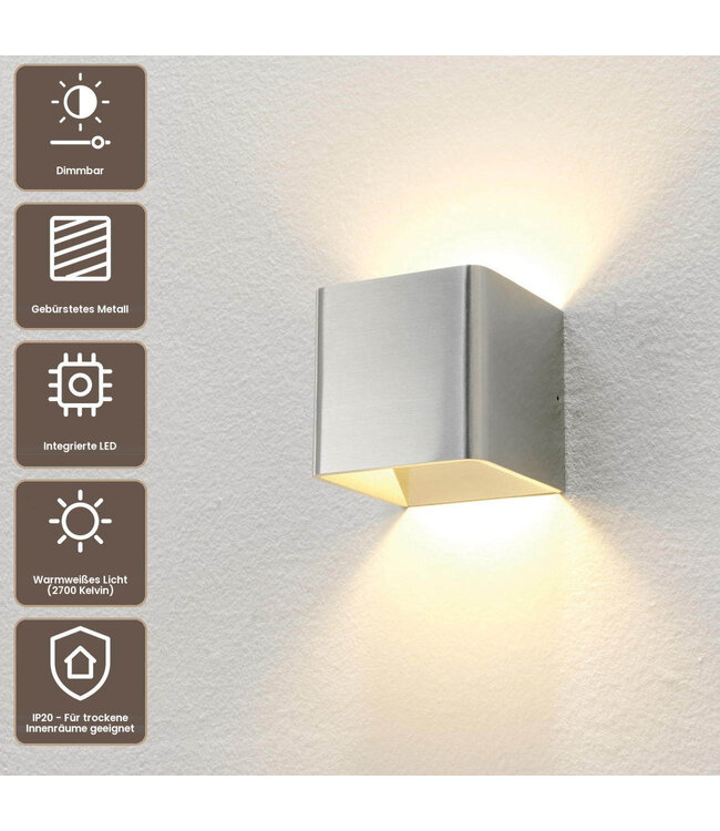 Artdelight Design LED-Wandleuchte Fulda - Aluminium