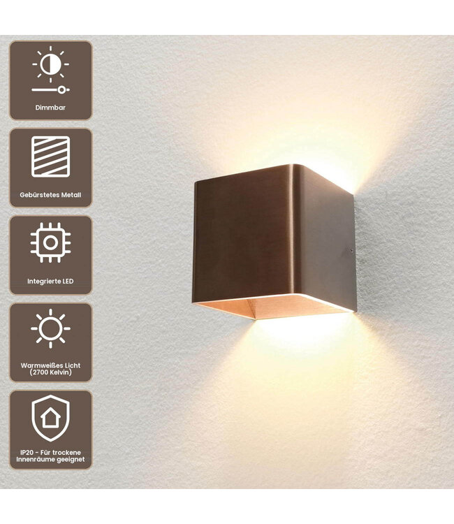 Artdelight Design LED-Wandleuchte Fulda - Dunkelbronze