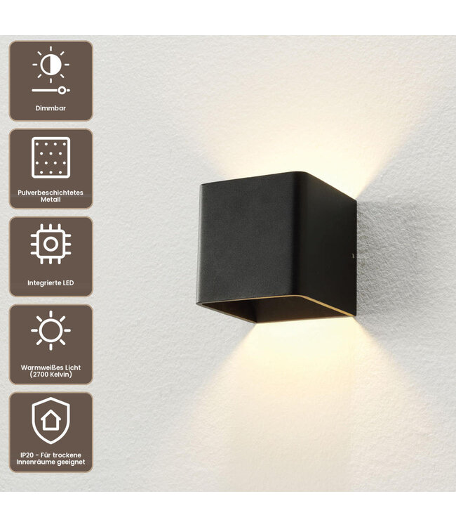 Artdelight Design LED-Wandleuchte Fulda - Schwarz