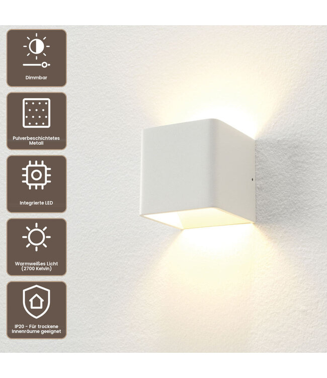 Artdelight Design LED-Wandleuchte Fulda - Weiß