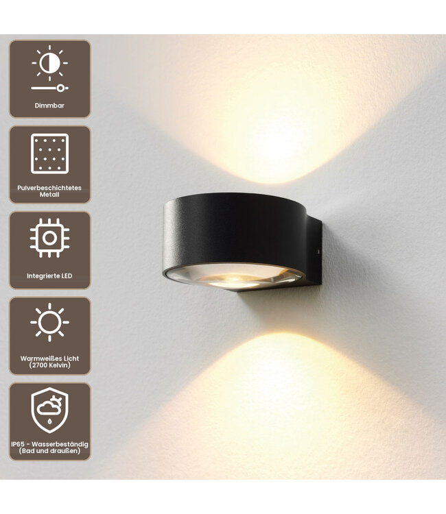 Artdelight Industrielle LED-Wandleuchte Hudson - Anthrazit