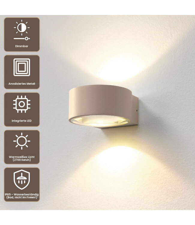 Artdelight Industrielle LED-Wandleuchte Hudson - Champagner