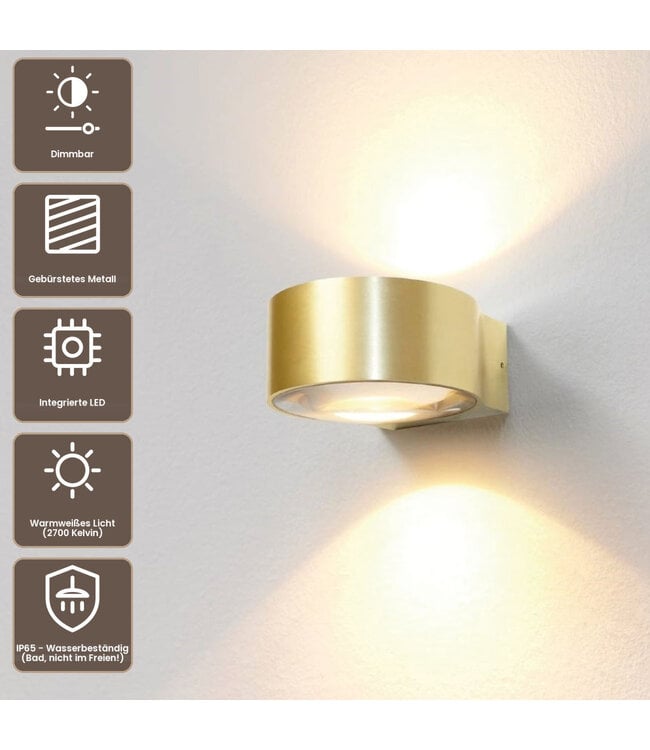 Artdelight Industrielle LED-Wandleuchte Hudson - Gold