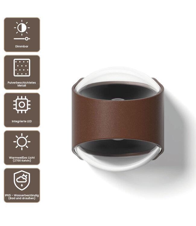 Artdelight Industrielle LED-Wandleuchte London - Rostbraun