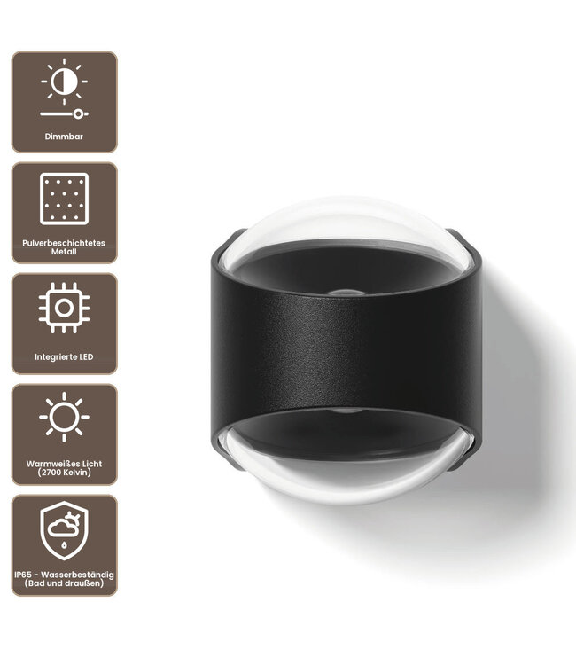 Artdelight Industrielle LED-Wandleuchte London - Schwarz