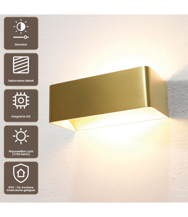 Artdelight Industrielle LED-Wandleuchte Mainz - Gold
