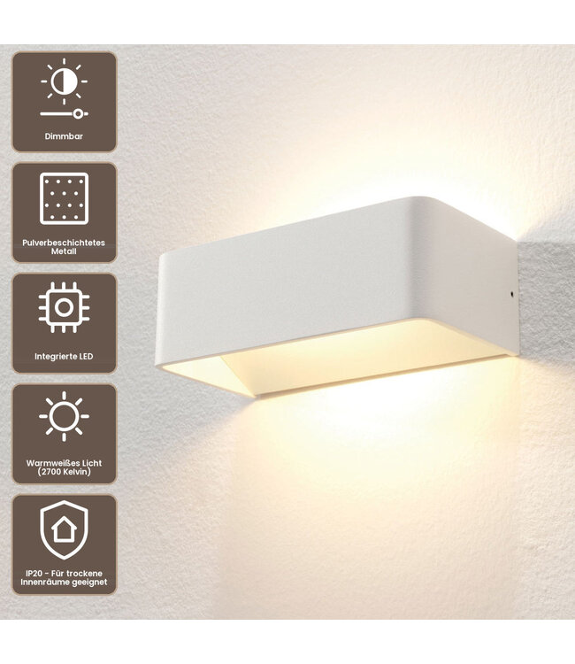 Artdelight Industrielle LED-Wandleuchte Mainz - Weiß