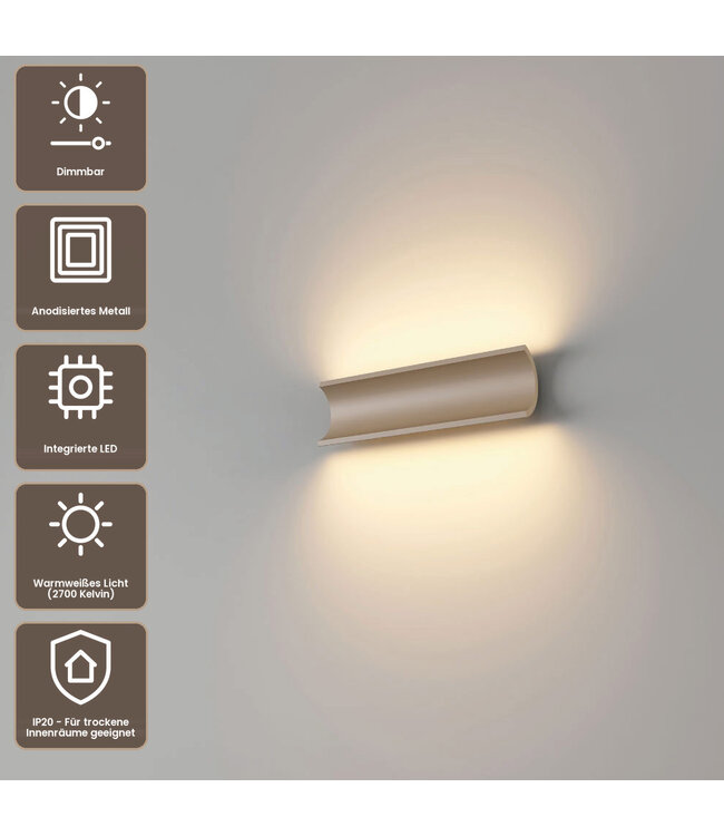 Artdelight Design LED-Wandleuchte Malibu 2L - Champagner
