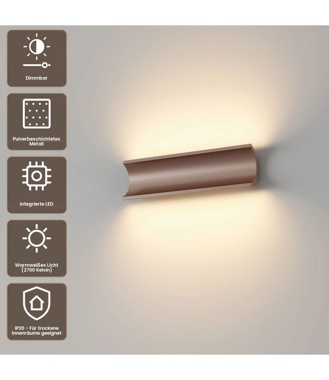 Artdelight Design LED-Wandleuchte Malibu 2L - Dunkelbronze