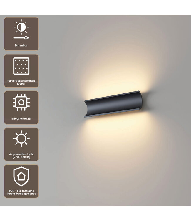 Artdelight Design LED-Wandleuchte Malibu 2L - Schwarz