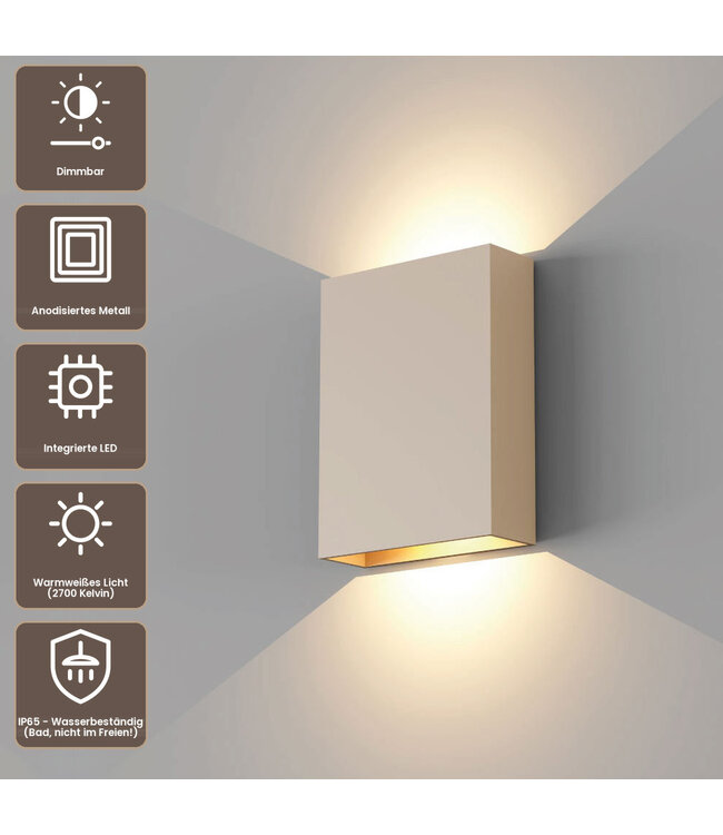 Artdelight Design LED-Wandleuchte Memphis - Champagner