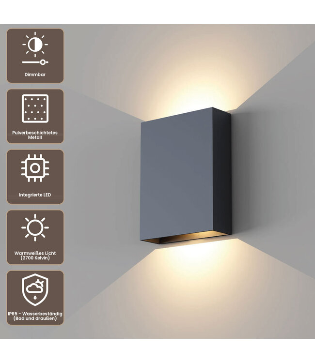 Artdelight Design LED-Wandleuchte Memphis - Schwarz