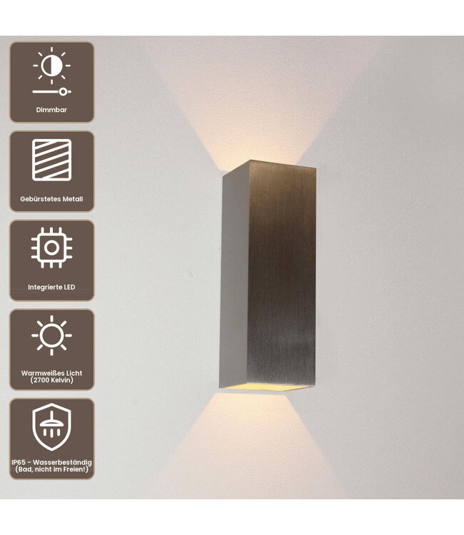 Artdelight Moderne LED-Wandleuchte Vegas 150 - Aluminium