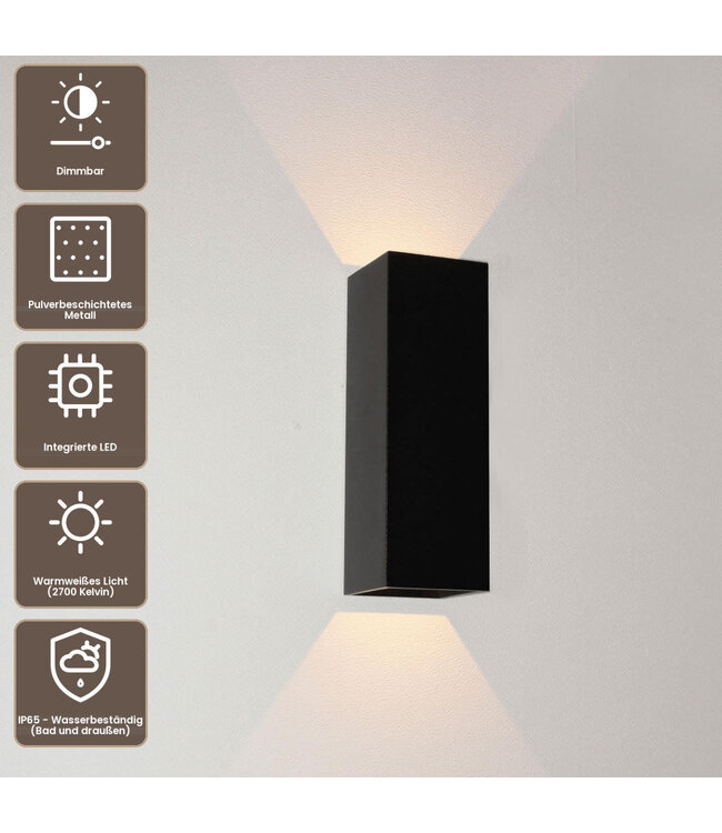 Artdelight Moderne LED-Wandleuchte Vegas 150 - Schwarz